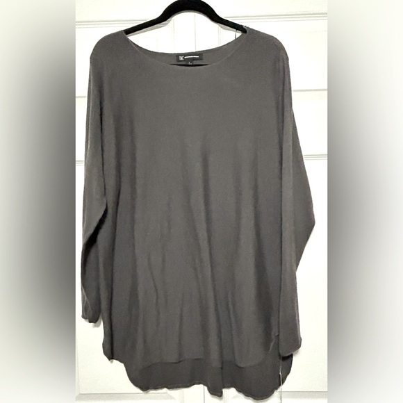 INC International Concepts Charcoal Gray Long Sleeved Shirt Tail Tunic Size L - Picture 1 of 4